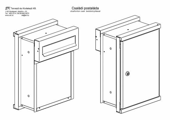 Szűkített bedobó nyílású postaláda